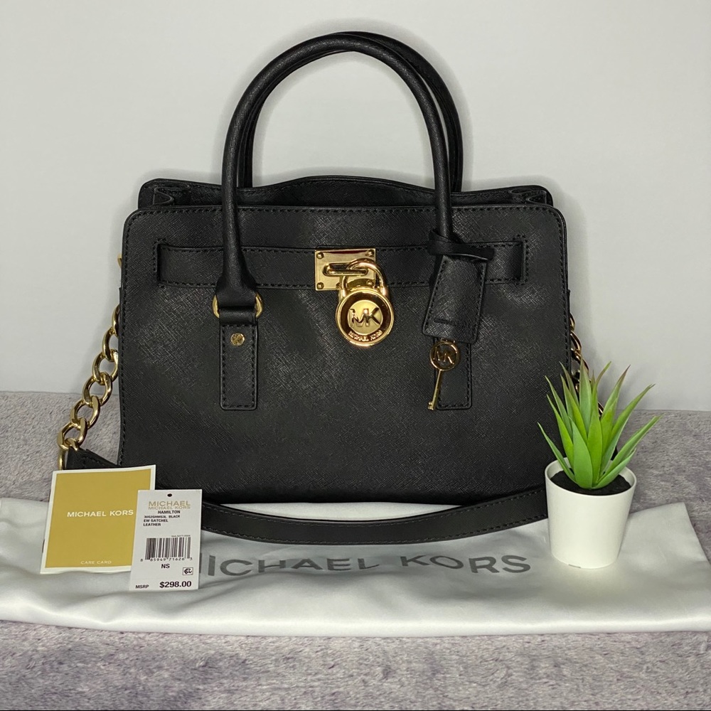 Michael Kors Hamilton Black Satchel Bag NWT